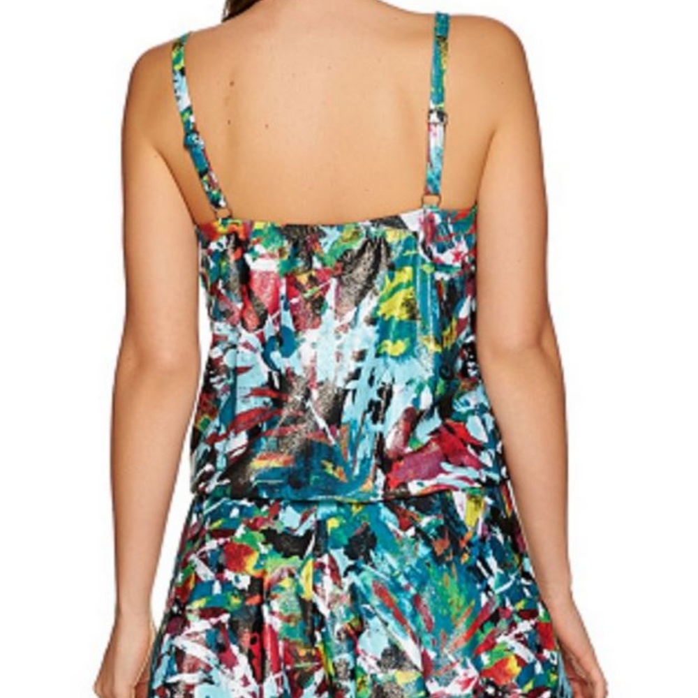 St. Tropez~Foiled Palm Station Romper Swimsuit~P66 - Picture 2 of 4